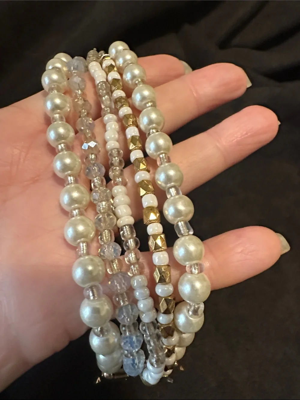Watch band Beaded pearls multi strand stretchy for Apple Watch band